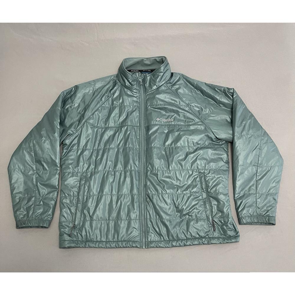 Columbia Mens Full Zip Puffer‎ Jacket Sage Green Fleece Lined Insulated XXL